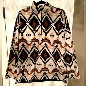 Pacsun Fleece Pullover Jacket Aztec Southwestern Native Brown Quarter Zip